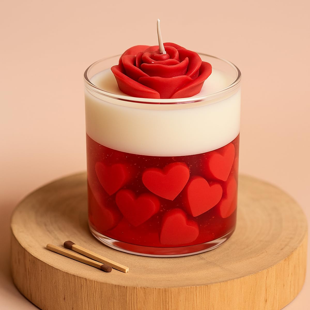 Heart Rose Candles Iced Scented Lovely Candle Jelly Candle Smooth Oud Aroma | Perfect for Gifting & Home Decor | Deeksha Candles