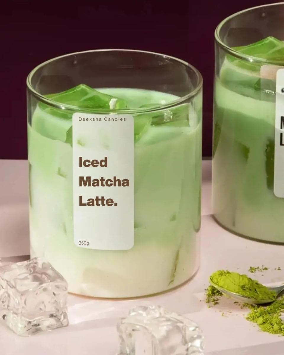 Iced Matcha Latte Scented Candle – A Refreshing Blend of Matcha & Vanilla | Perfect for Home Décor & Gifting | Deeksha Candles