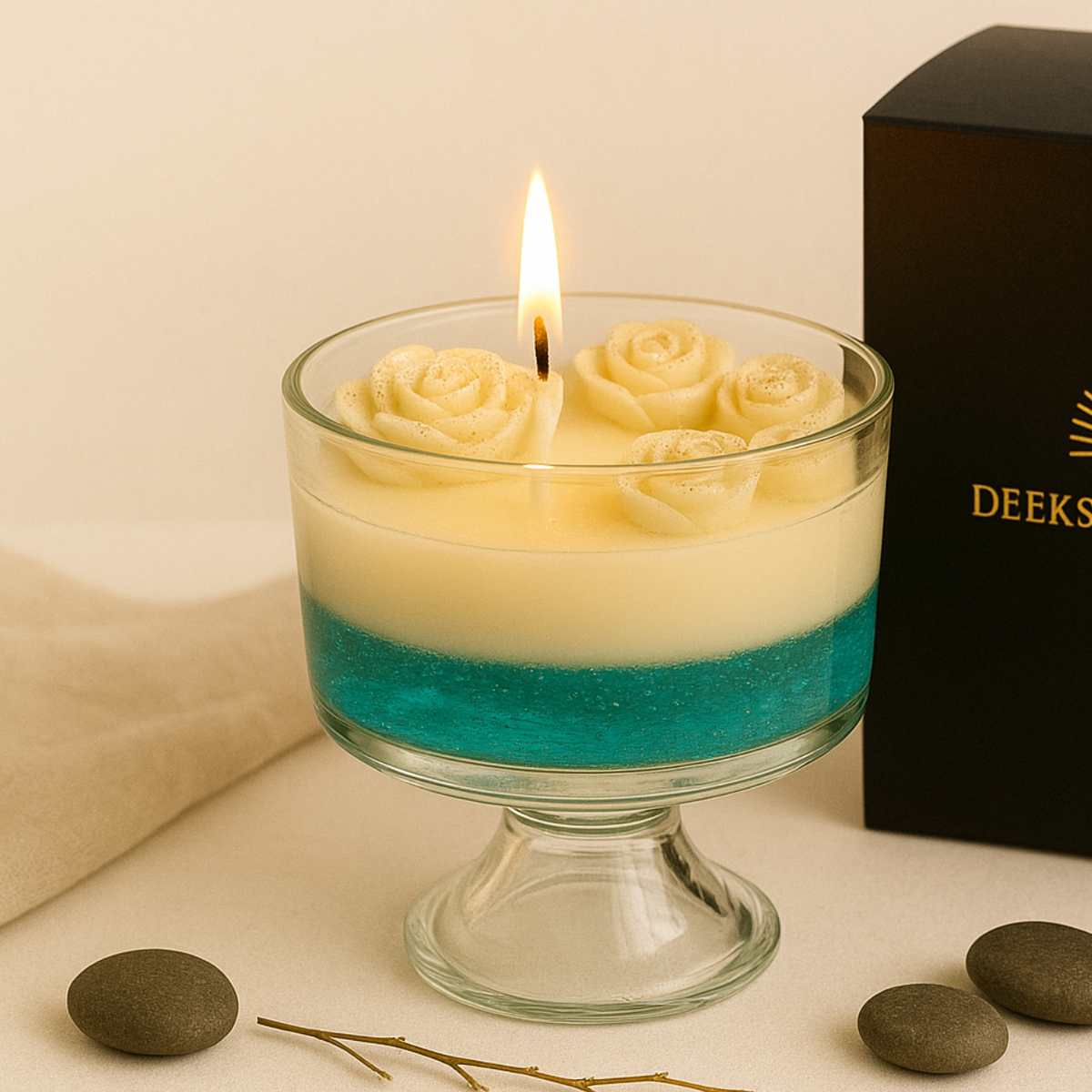 Ocean Bloom Multi Rose Gel Candle | Perfect for Home Decor & Gifting